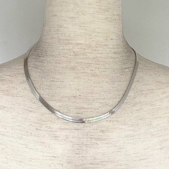 Sterling Silver 925 TJC 5MM Polished Flat Herringbone Chain Necklace 18" 14g - Picture 3 of 16